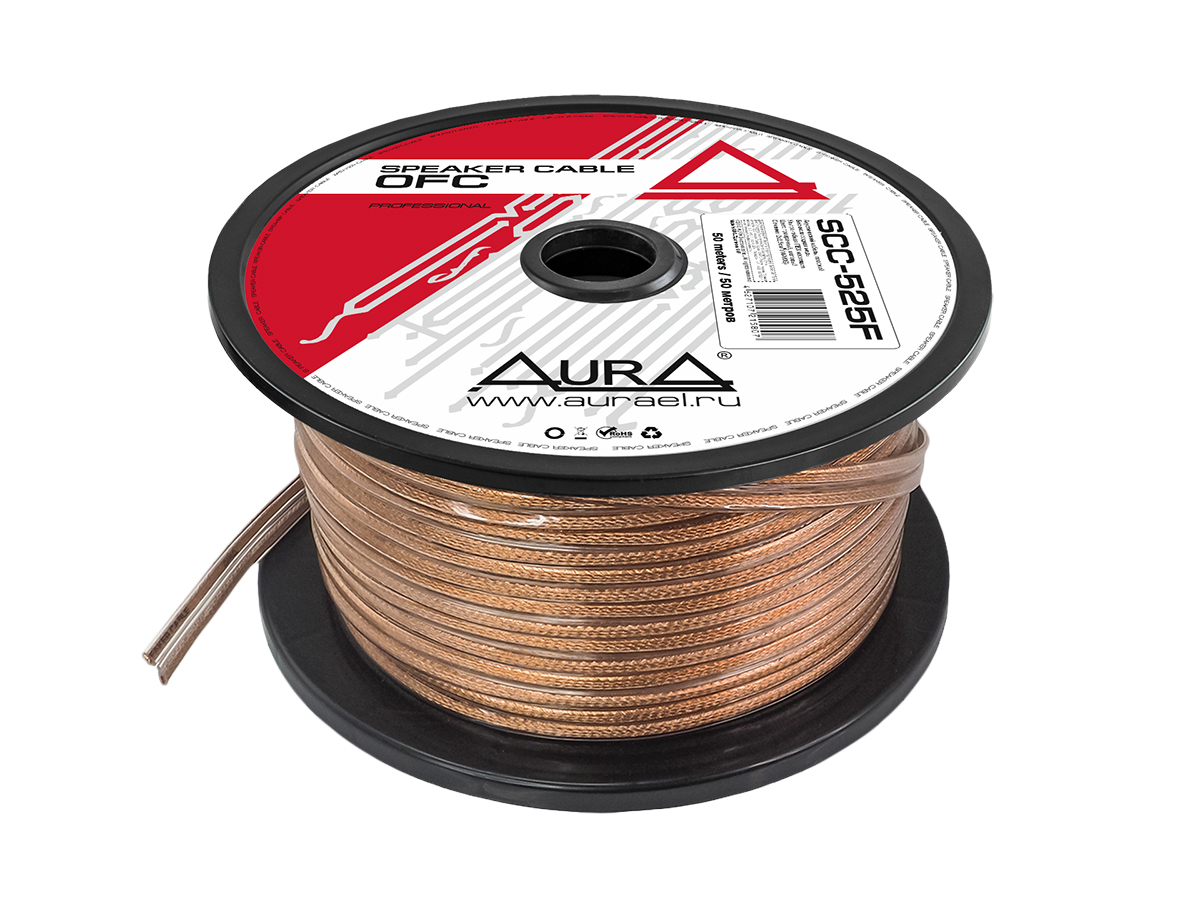 AurA | SCC-525F | 2x2.5mm² (14Ga), бескислородная медь(OFC), плоский, ПРОДАЖА КРАТНО 15м, бухта 75м| 1
