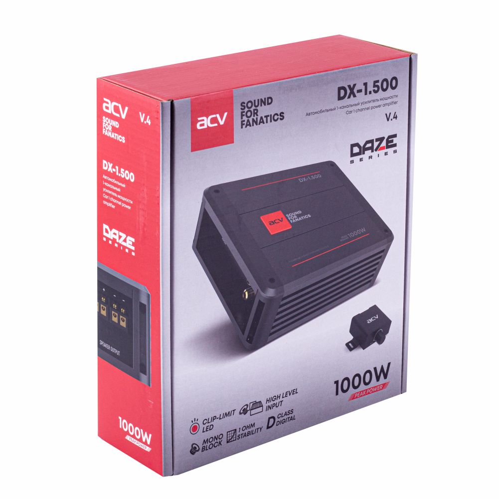 ACV | DX-1.500 V4 | 500вт/1канал 2-1ом/BassBoost/D-class | 7
