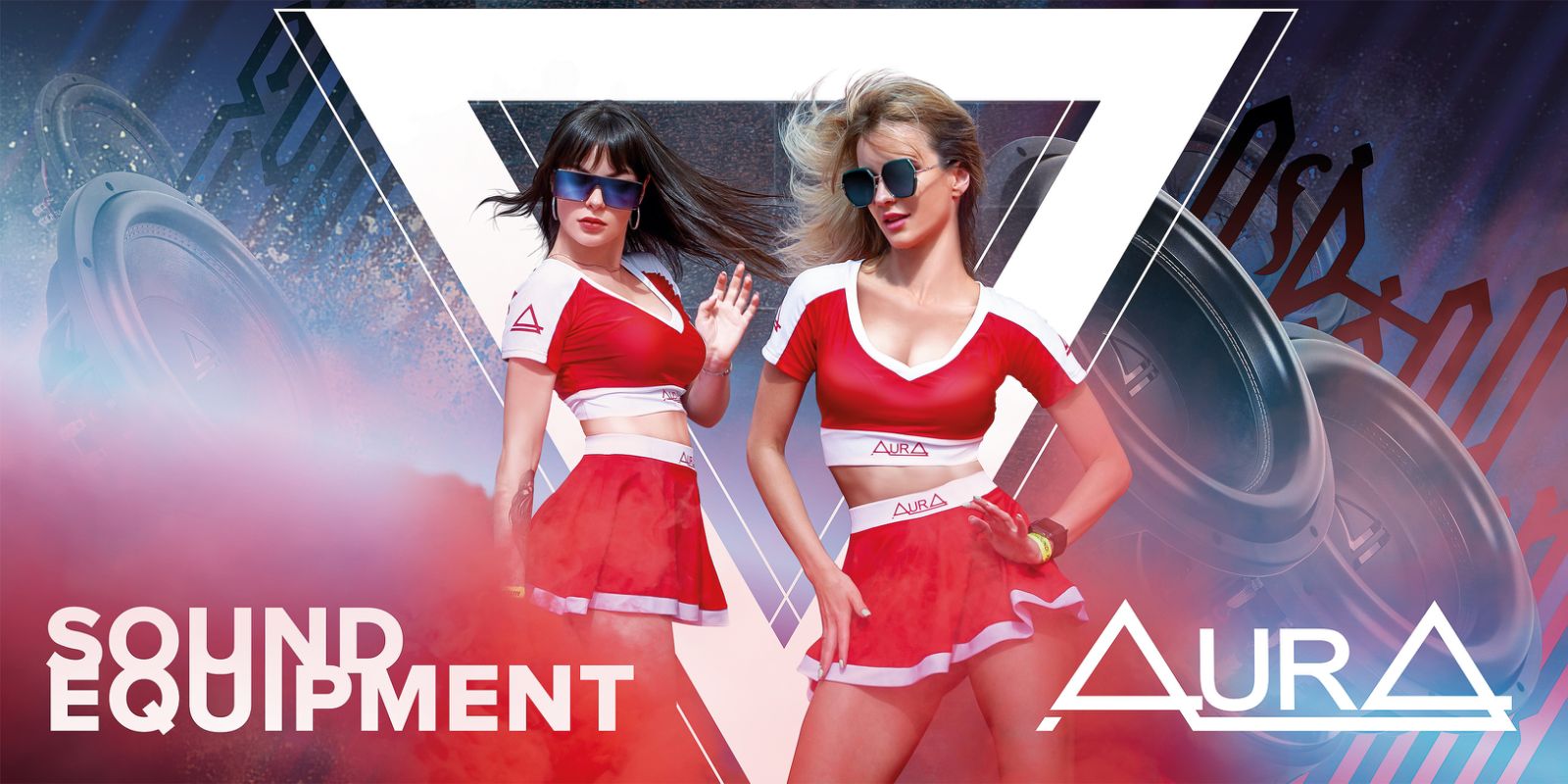 AurA | Баннер "Девушки в дыму" 180х80см | винил с люверсами, горизонтальный | 1