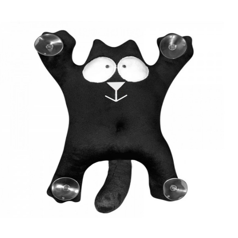 SNOOGY | КОТ | кот на стекло на присосках ЧЕРНЫЙ | 1