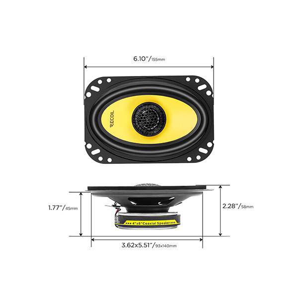 Recoil | RLX462 | 2-х пол. коакс., 4"(10см), 4Ом,  RMS/Peak - 25/50  | 4