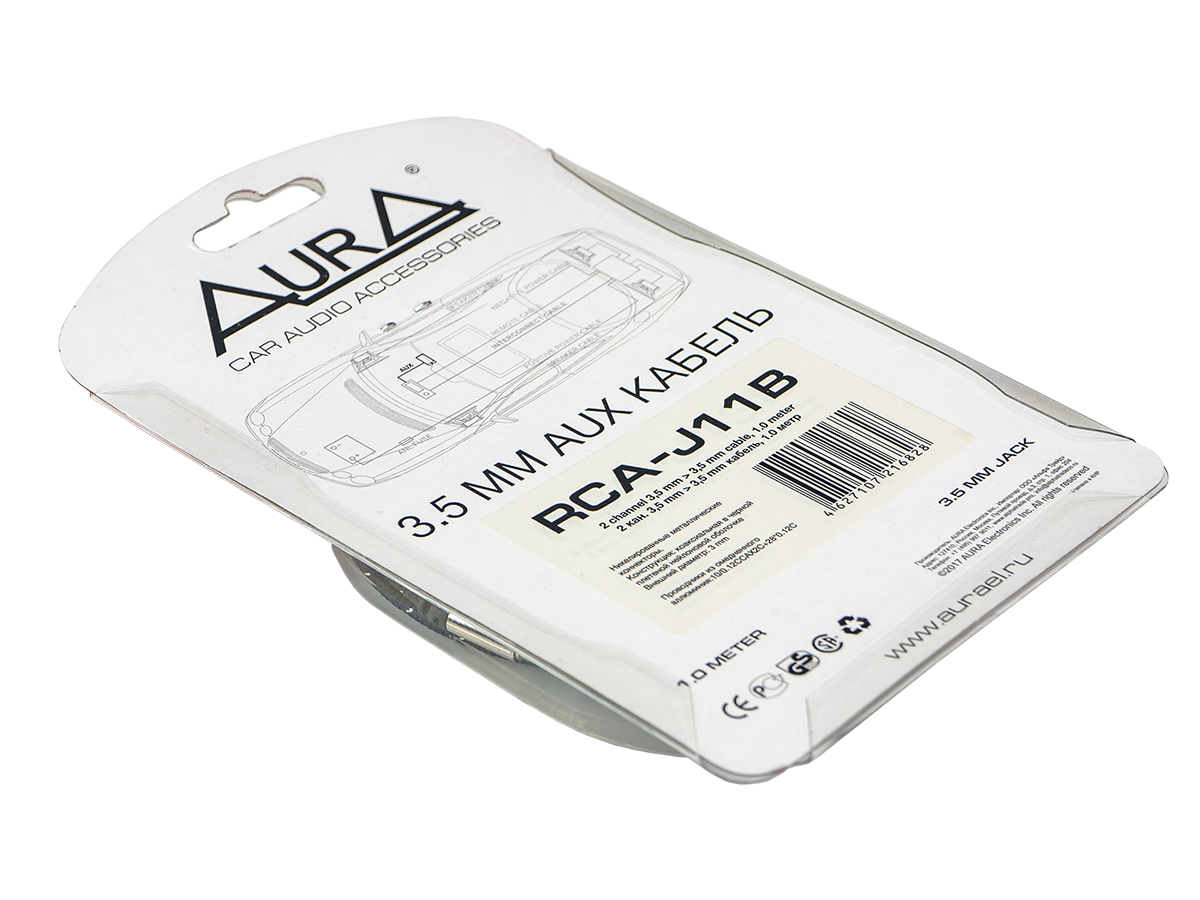 AurA | RCA-J11B | Jack 3.5 мм штырь - Jack 3.5 мм штырь, черный, 1 метр, блистер | превью 3