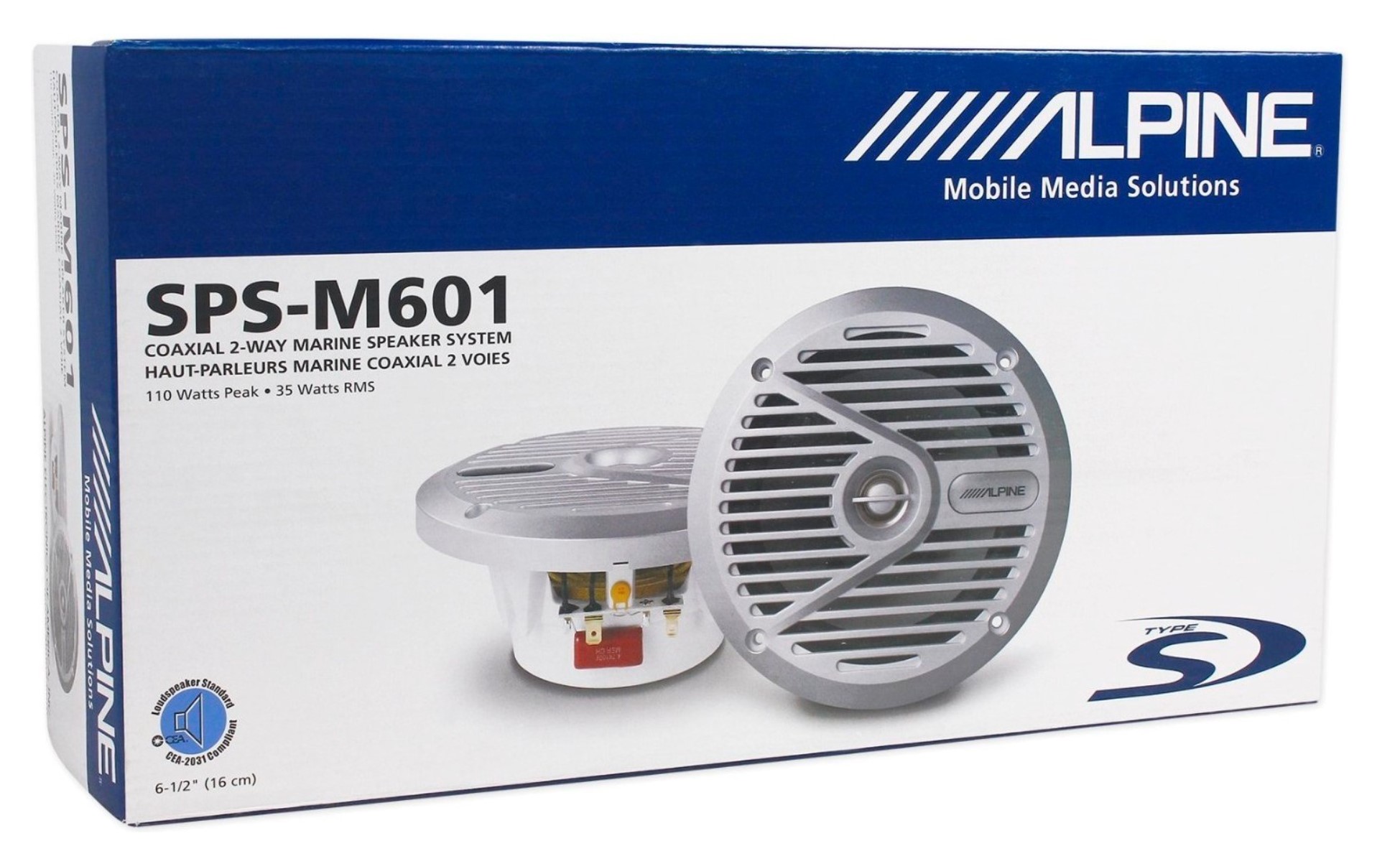 Alpine | SPS-M601 | 16 См двухполосные коаксиальны, 110Вт, 50Гц-20кГц, 89Дб | 4