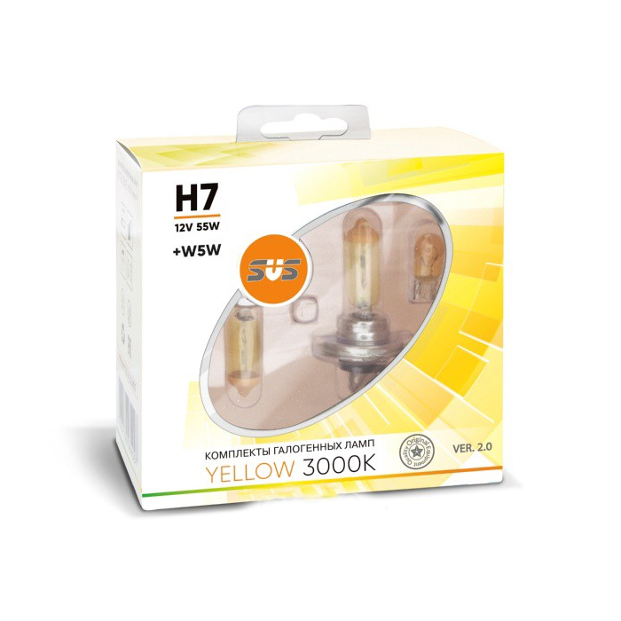 SVS | H7 0200096000 YELLOW 3000K | Лампа H7 12V 55W + W5W Комплект | 1