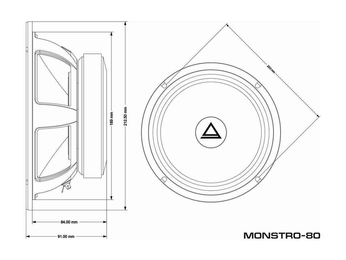 AurA | MONSTRO-80 | 8" (20cm), 1.75" VC, ПАРА, 4 Ом, 221/401w, 97db, 80Hz-14kHz, 84mm | 6