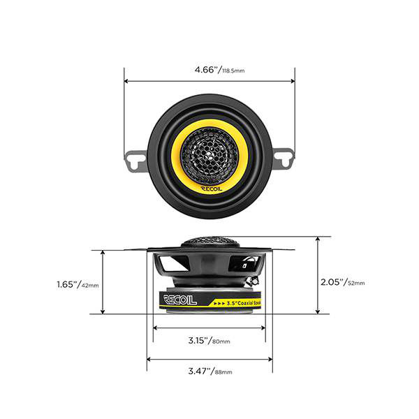 Recoil | RLX352 | 2-х пол. коакс., 3.5"(8см), Ом,  RMS/Peak -   | 4