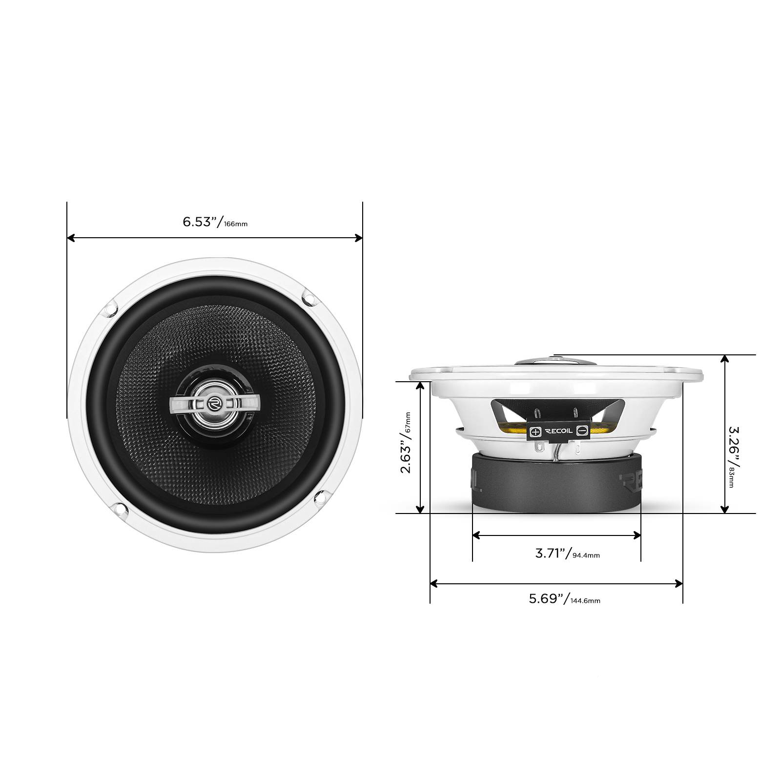 Recoil | RMX65 | 2-х пол. коак., 6.5”(165 mm), 3.2Ом, 60-20000Гц,  RMS/Peak - 80W/160W  | 7