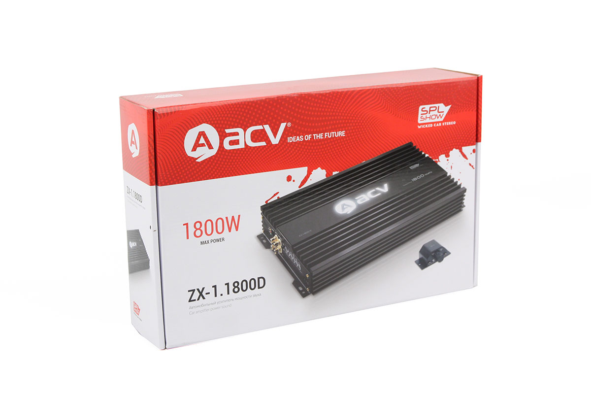 ACV | ZX-1.1800D | 1*1800вт/4-2ом/BassBoost/High pass/Low pass | 5