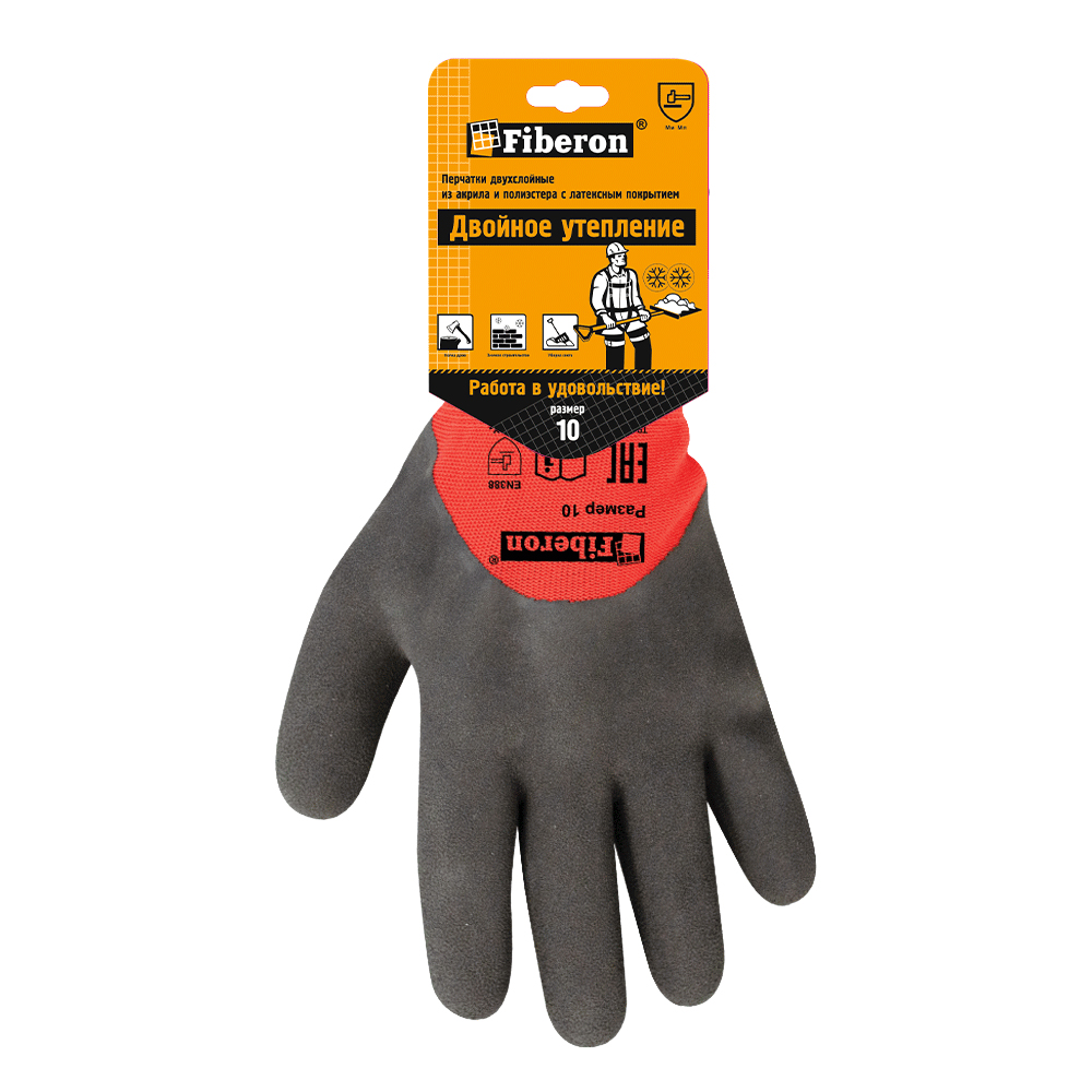 Fiberon | ТУНДРА |Перчатки Двойное утепление, акрил/полиэстер, латексное покрытие,разм.10(XL)| превью 1
