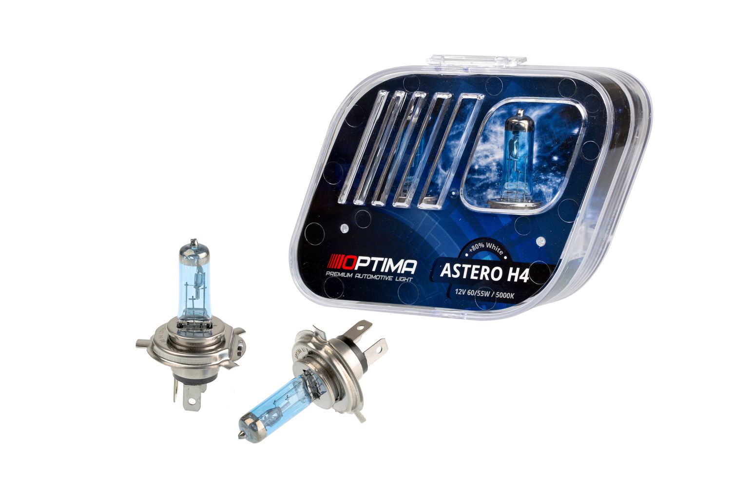 OPTIMA | Astero H4 +80% 12v 60/55w | 5000K Лампа накаливания BOX 2шт | превью 1