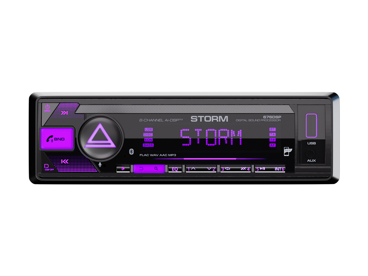 AurA | STORM-676DSP | Ai-DSP (6 RCA, 4V), FLAC 24bit, BT 5.3, APP, RGB, D-SWC, ДУ | 2