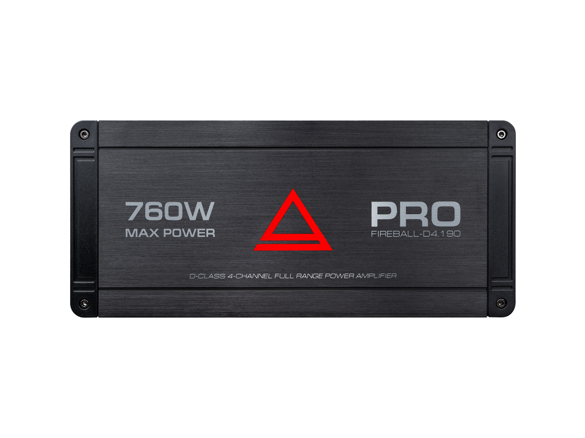 AurA | FIREBALL-4.190 PRO | 4x120w (4 Ohm), 4x190w (2 Ohm), 2x380w (4 Ohm), LPF/HPF, 10Hz - 25kHz | 5