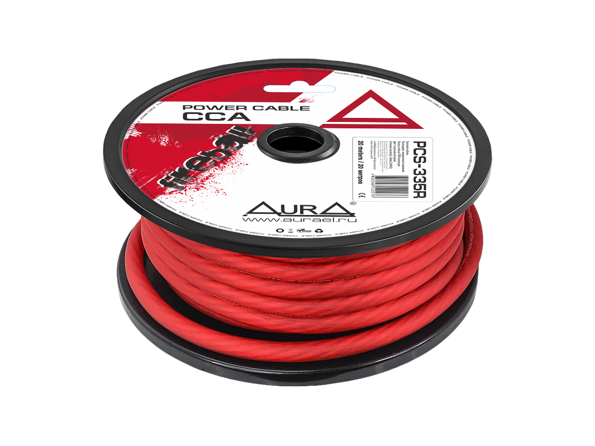 AurA | PCS-335R | 2GA (35мм²), ОПТ КРАТНО БУХТАМ !!! (20м.), цена за 1 метр, красный, бухта 20м. | 1