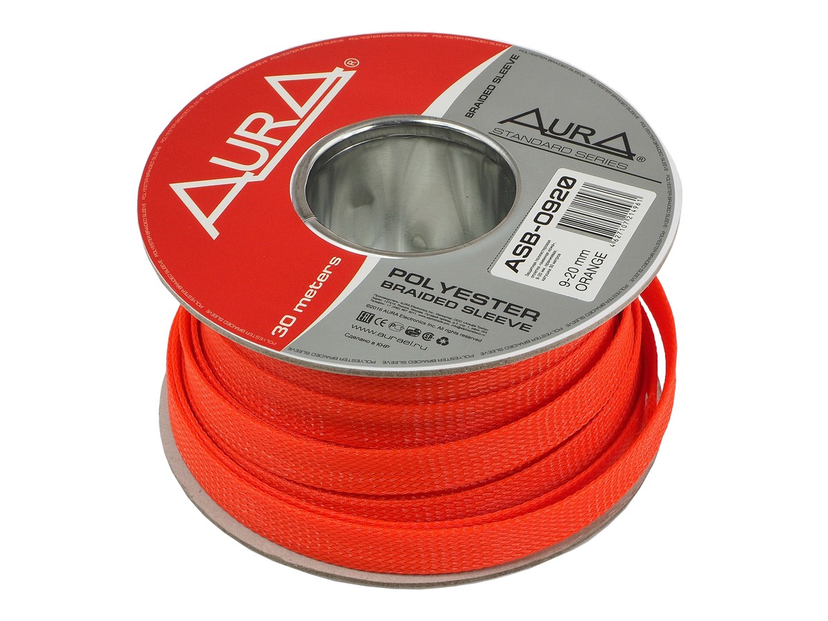 AurA | ASB-920 ORANGE | змеиная кожа, 9-20мм, ОПТ КРАТНО БУХТАМ!!! (30м.), оранжевая, бухта 30м | 1