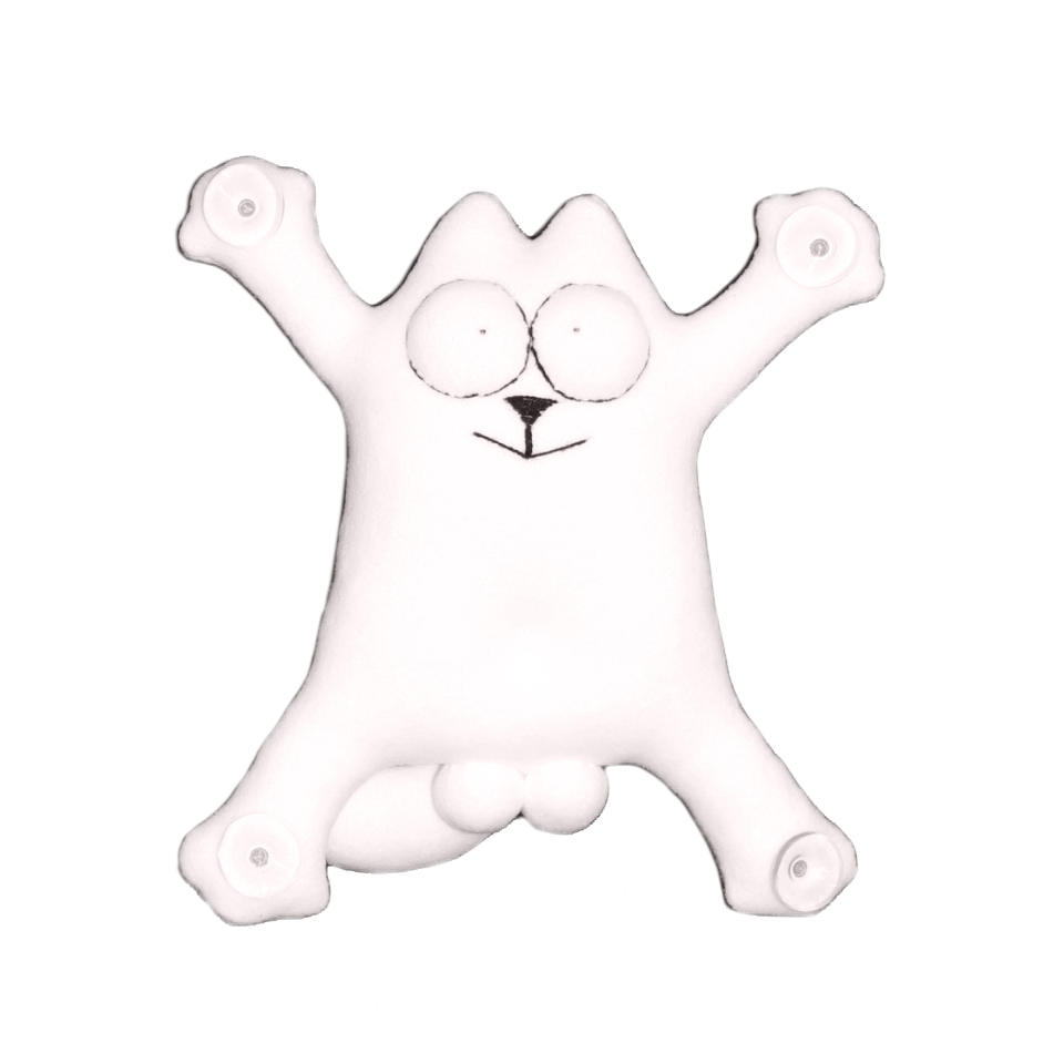 SNOOGY | КОТ МАЧО | кот на стекло на присосках БЕЛЫЙ | превью 1