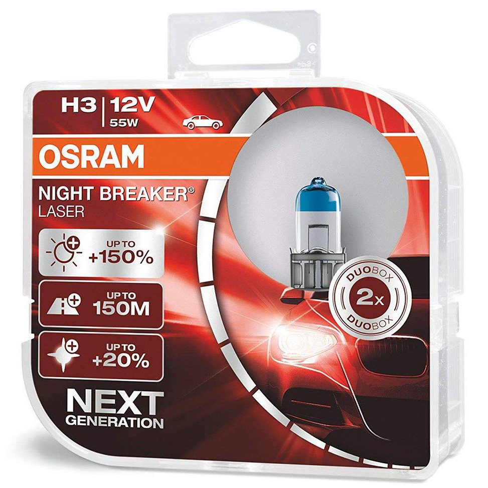 OSRAM | H3 64151 NL-DUOBOX  | Лампа H3 NIGHT BREAKER LASER (+150%) 12V 55W комплект 2шт. | превью 1