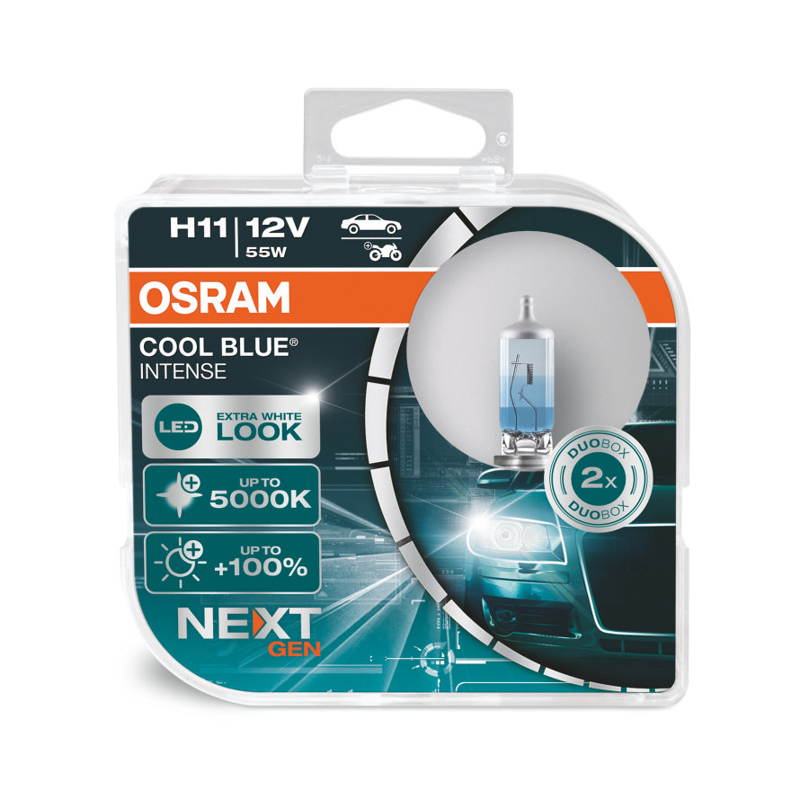 OSRAM | H11 64211 CBN DUOBOX  | Лампа H11 COOL BLUE INTENSE +100% 12V 55W - комплект 2шт. | превью 1