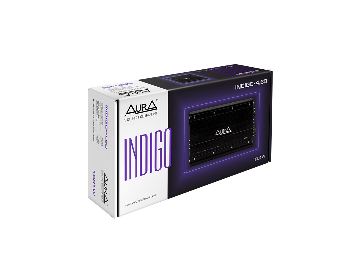 AurA | INDIGO-4.80 | 4x80w (4 Ohm), 4x120w (2 Ohm), 1x250w (4 Ohm), Hi-level, LPF/HPF, ДУ (опция) | 6