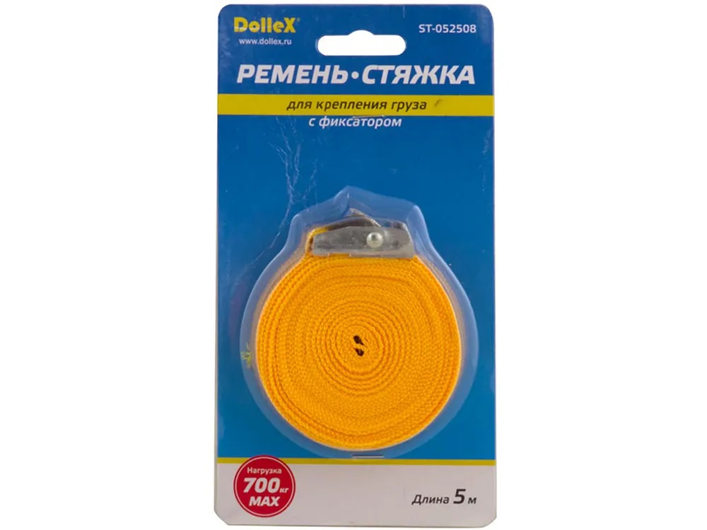 DolleX | ST-052508| Стяжка для крепления груза (5 м х 25 мм) 0,25 т, с фиксатором (1 шт.) в сумке| 2