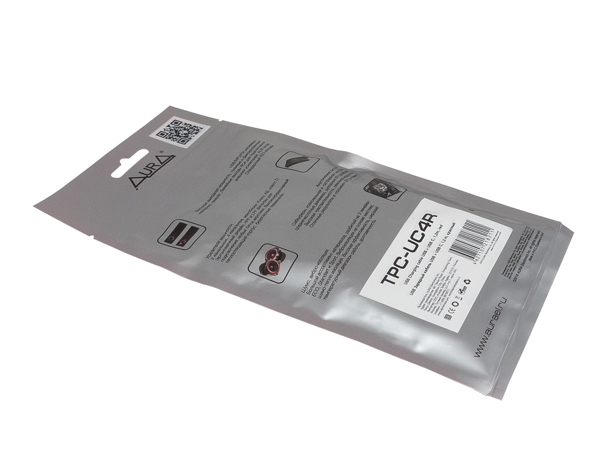 AurA | TPC-UC4R | Кабель USB 3в1, Lightning/MicroUSB/TYPE C, 1.2m, тканевая оплетка, красный | превью 3