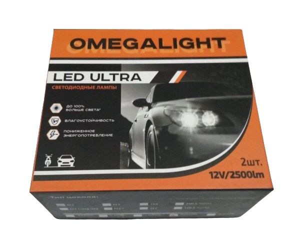 Omegalight | LED ULTRA H3 | Лампа LED COB H3 2500 Lm обманка (2 шт.) 12 в| превью 1