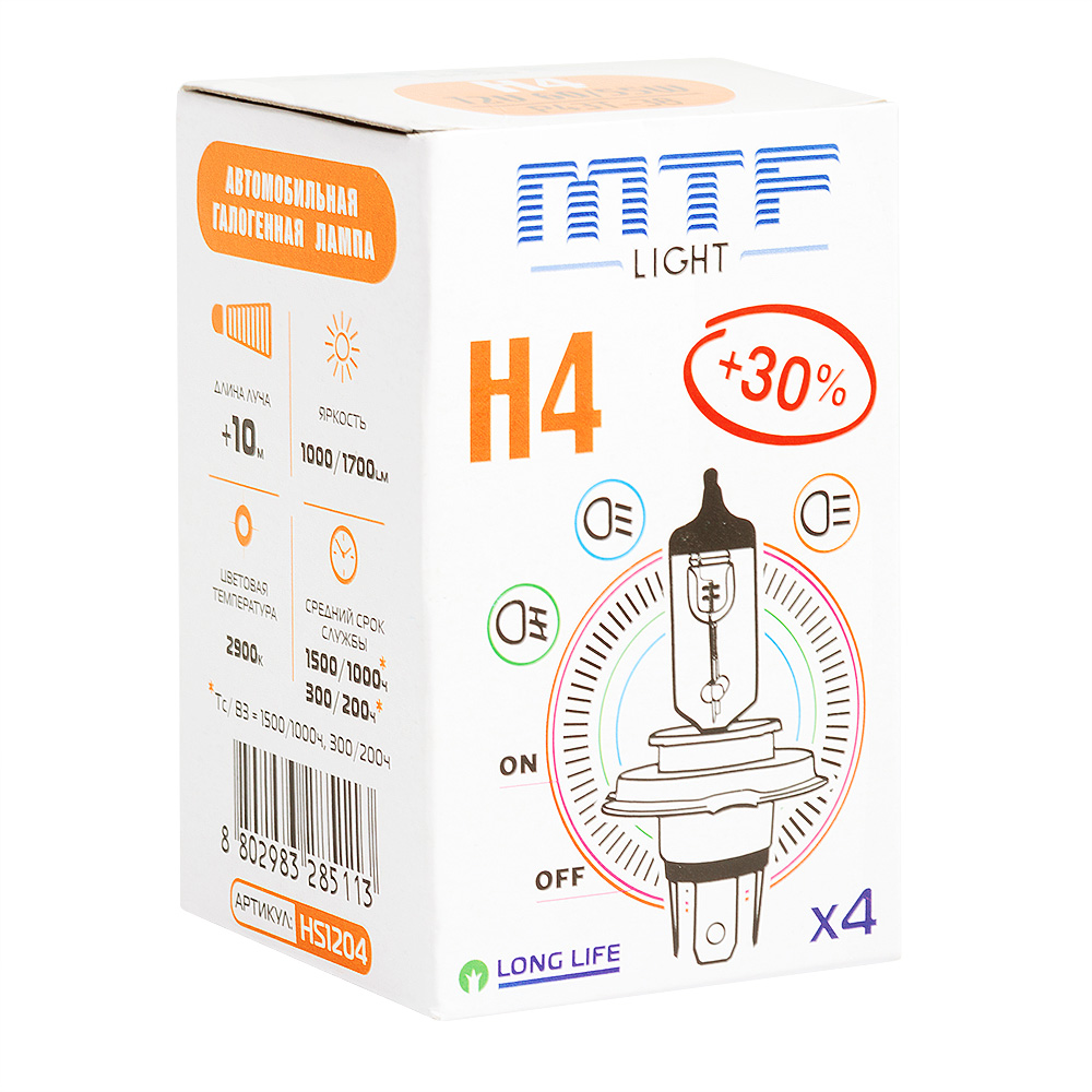 MTF | Standard+30%  H4 | 12V 60/55W  лампа накаливания 1ШТ. | превью 1