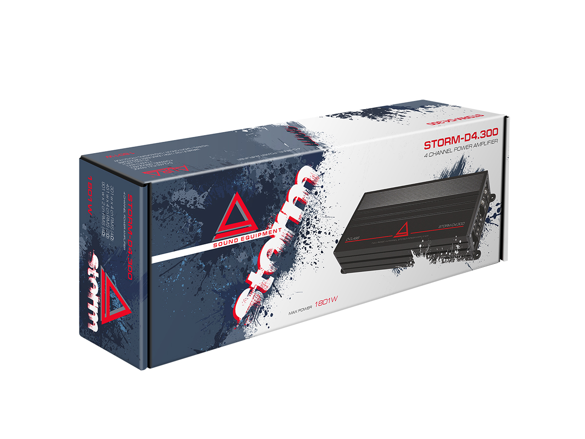 AurA | STORM-D4.300 | 4x300w (4 OHM), 4x450w (2 OHM), 2x900w (4 OHM), LPF/HPF/BPF | 6