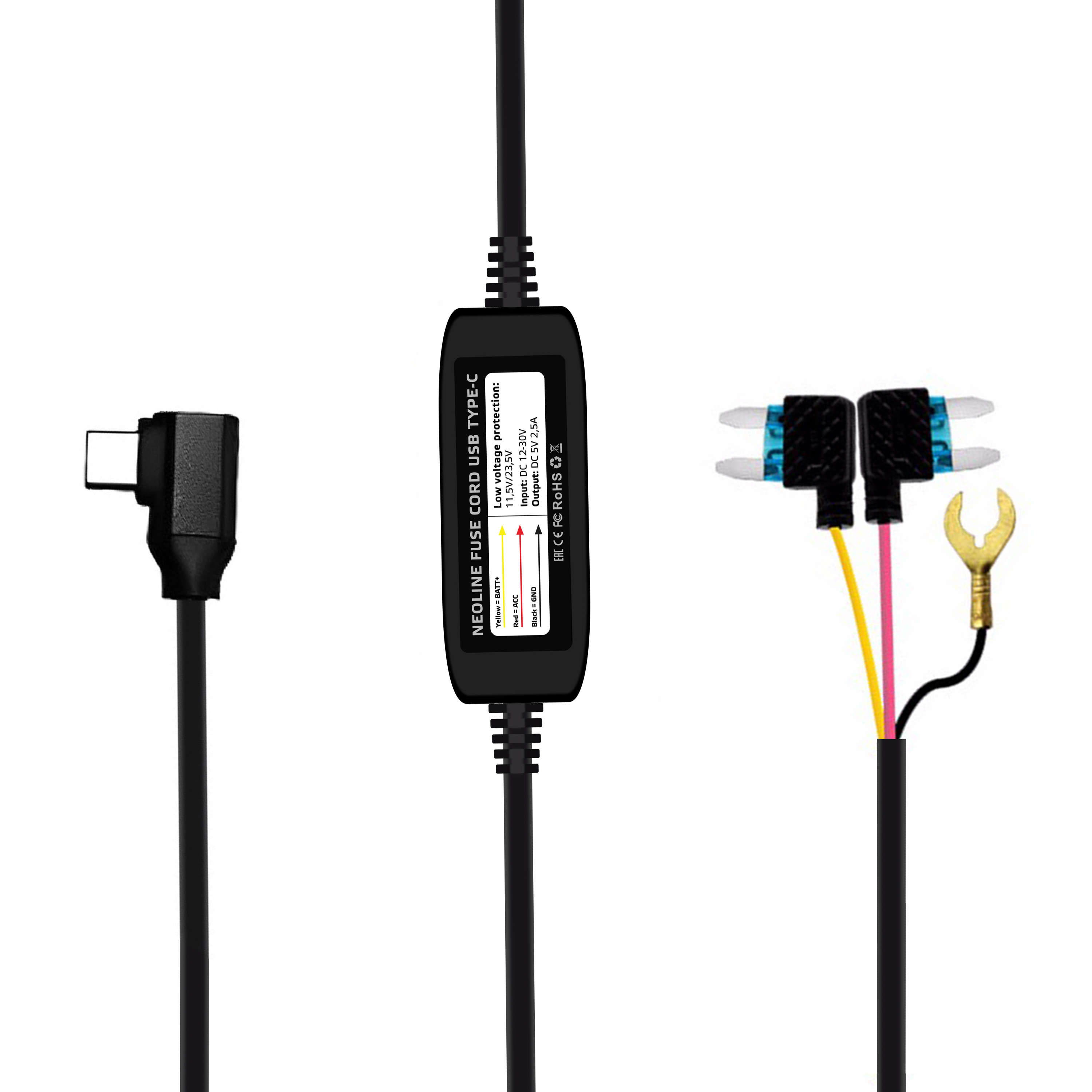 Neoline | X-COP Fuse Cord Type-C| Кабель для видеорегистратора Neoline Flash 2K/Flash 2K DUAL| 1