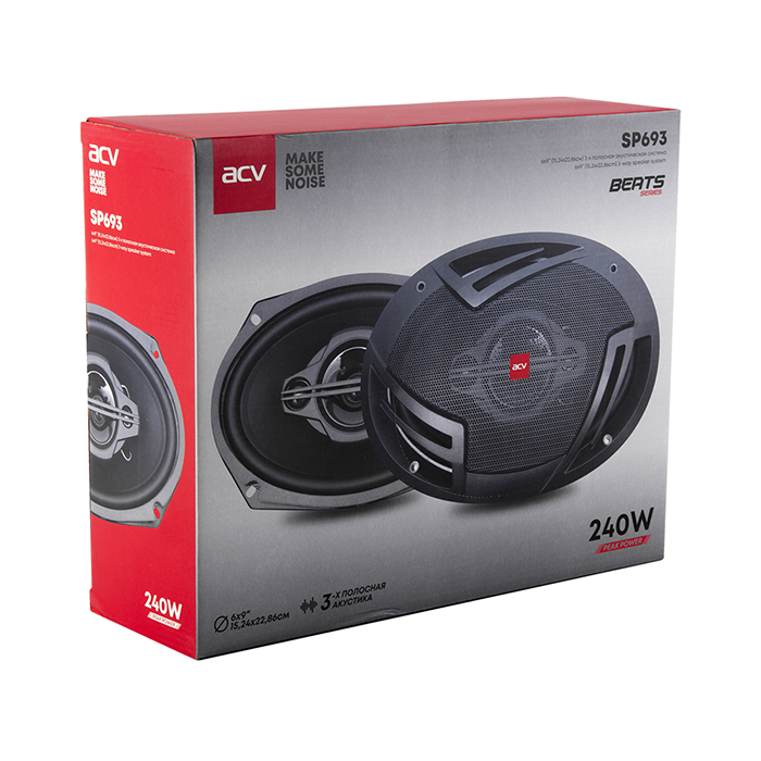 ACV | SP-693 BEATS| 6*9 см 3-х полосная/80Вт/бумага | 8