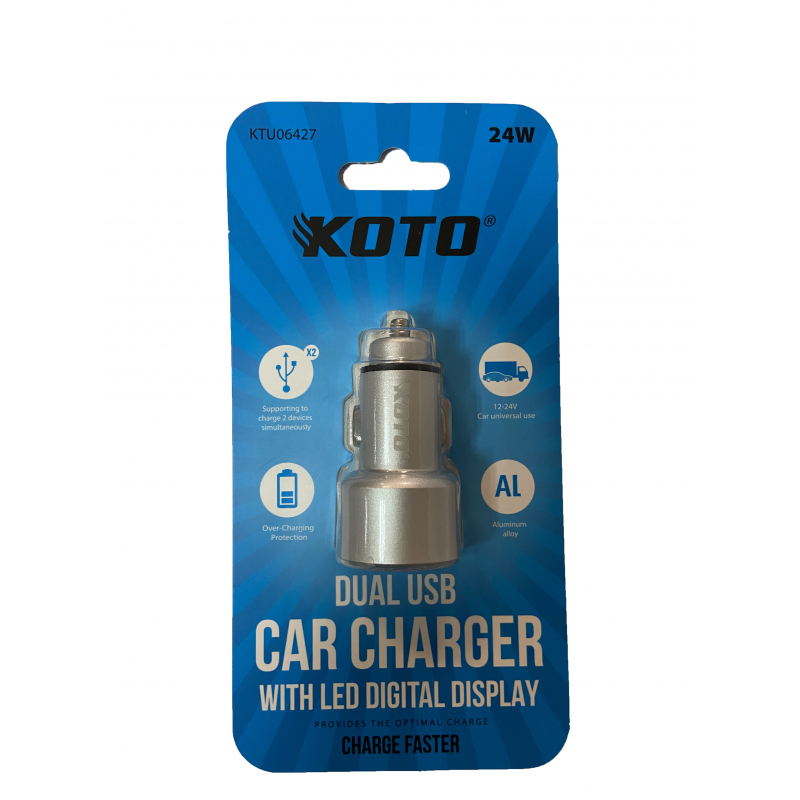 KOTO | KTU06427 | Автомобильное зарядное устройство Металл. корпус 2 USB/12-24 В/4,8 А | превью 3