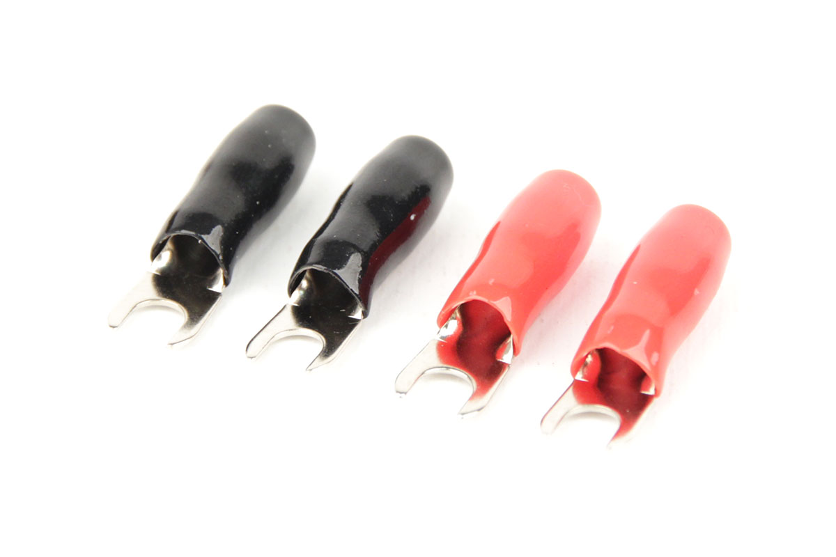 ACV | RM37-1428 | Клемма "вилка" 4,2мм/8AWG 2 красных + 2 черных,  блистер | 1
