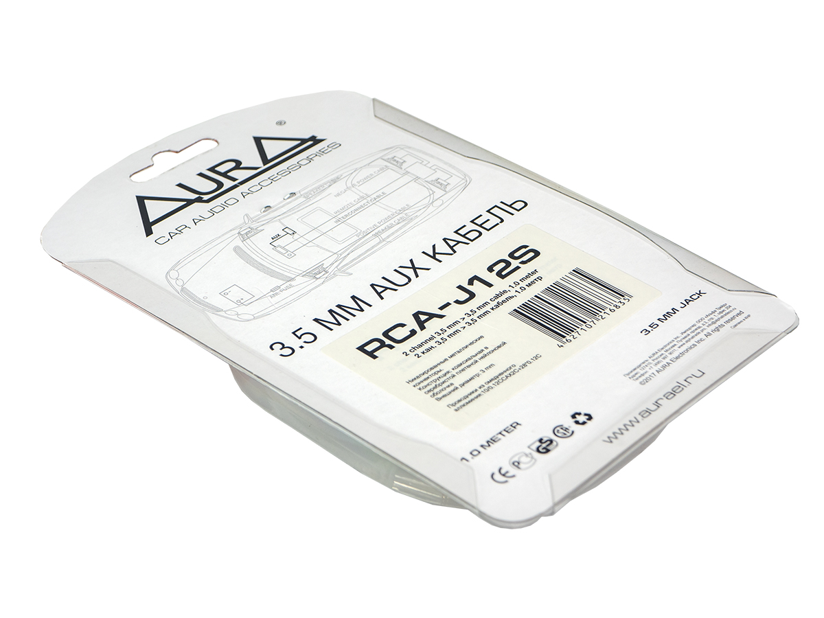 AurA | RCA-J12S | Jack 3.5 мм штырь - Jack 3.5 мм штырь, белый, 1 метр, блистер | превью 3