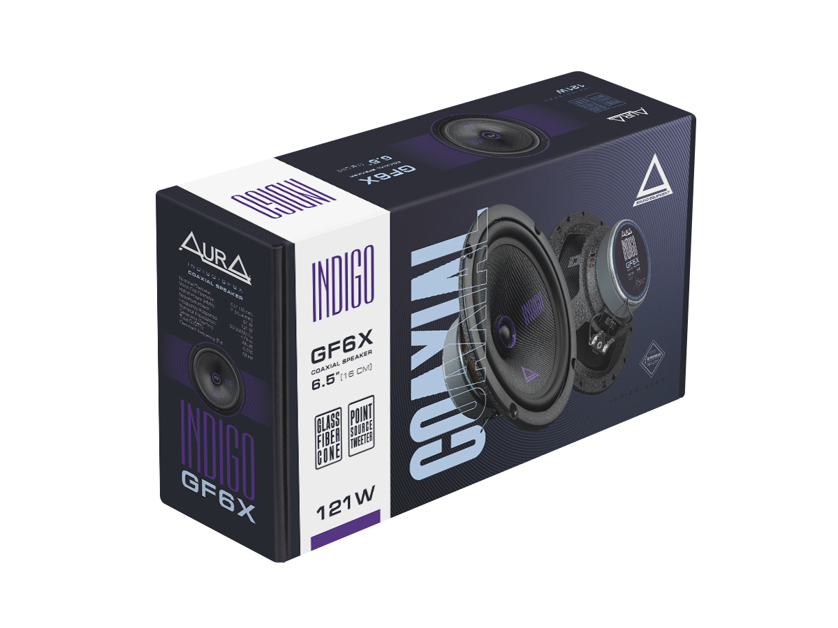 AurA | INDIGO-GF6X | 6,5" (16,5cm), GlassFiber, 2-пол., коакс, 51/101w, 50Hz - 20kHz, 90dB, сетки | 9