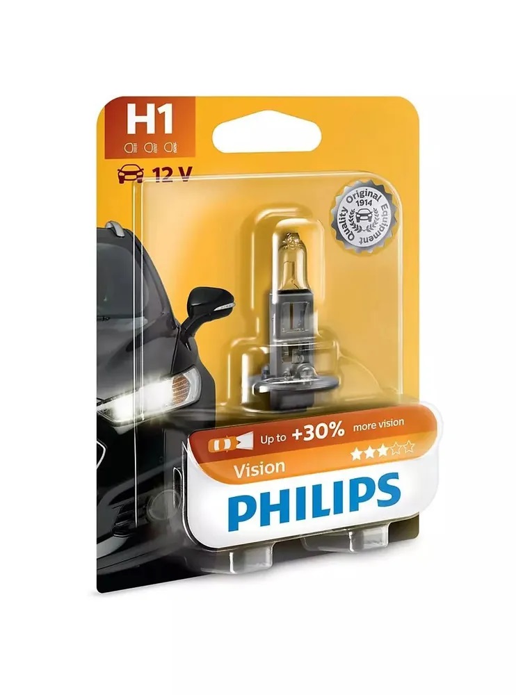PHILIPS | H1 Vision | Галогенная лампа Philips H1 (55W 12V) Vision 1шт БЛИСТЕР | 1