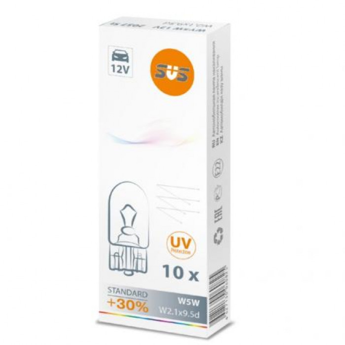 SVS   | W5W 0200013000  | Лампа T10 W5W 12V  уп.10 шт. | превью 1