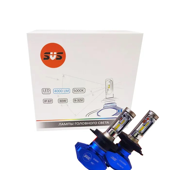 SVS  | H4 серия S1+ |  LED компл. головного света CSP-чип 4000Lm, 5000K, 30W  ОБМАНКОЙ | 4