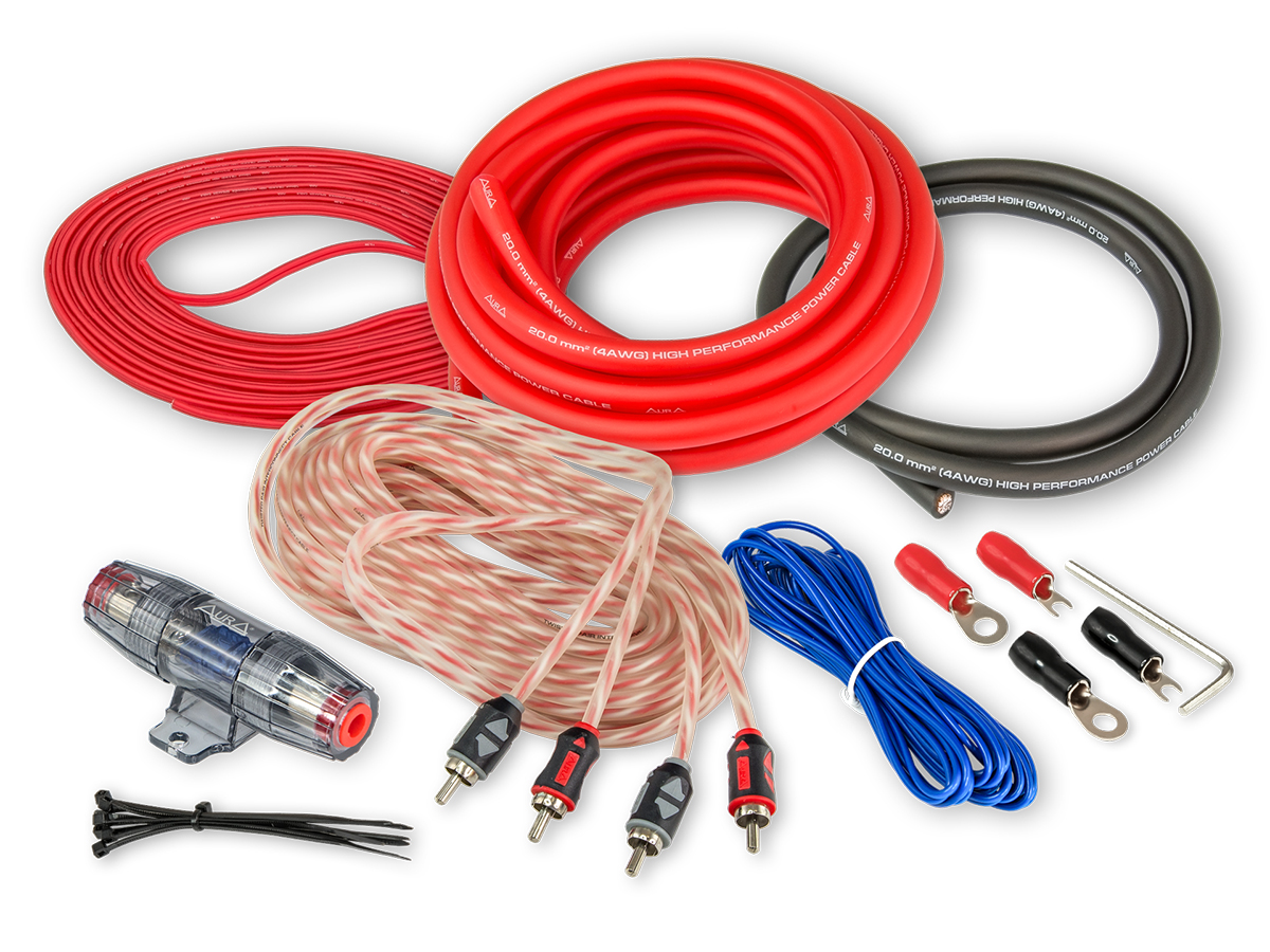 AurA | AMP-2204 | 2 канала, 4Ga (21мм²),колба MiniANL 60A, RCA, 2x1.5mm 10m, клеммы, шестигранник| 1