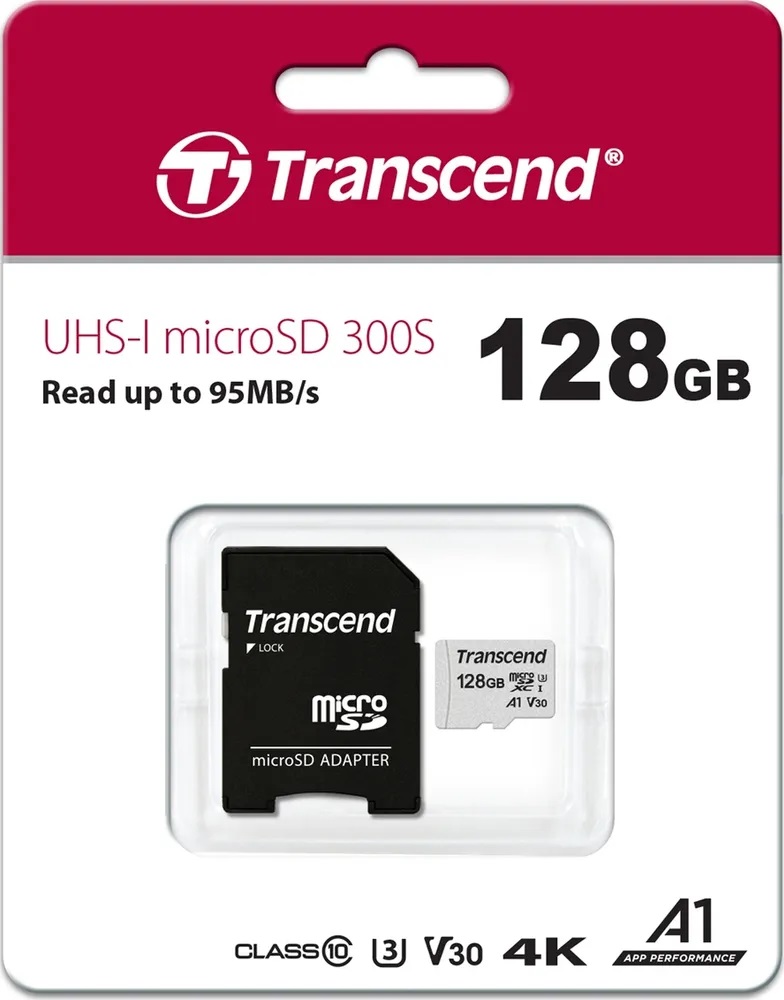 Transcend | MicroSD 128Gb (SD adapter ) | Карта памяти MicroSD 128Gb, Class 10 UHS-I| превью 2