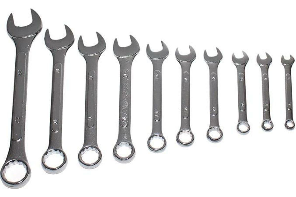 DolleX | SCH-010 | Набор ключей комбинированных (10 шт. 7-22 мм), хром| превью 2