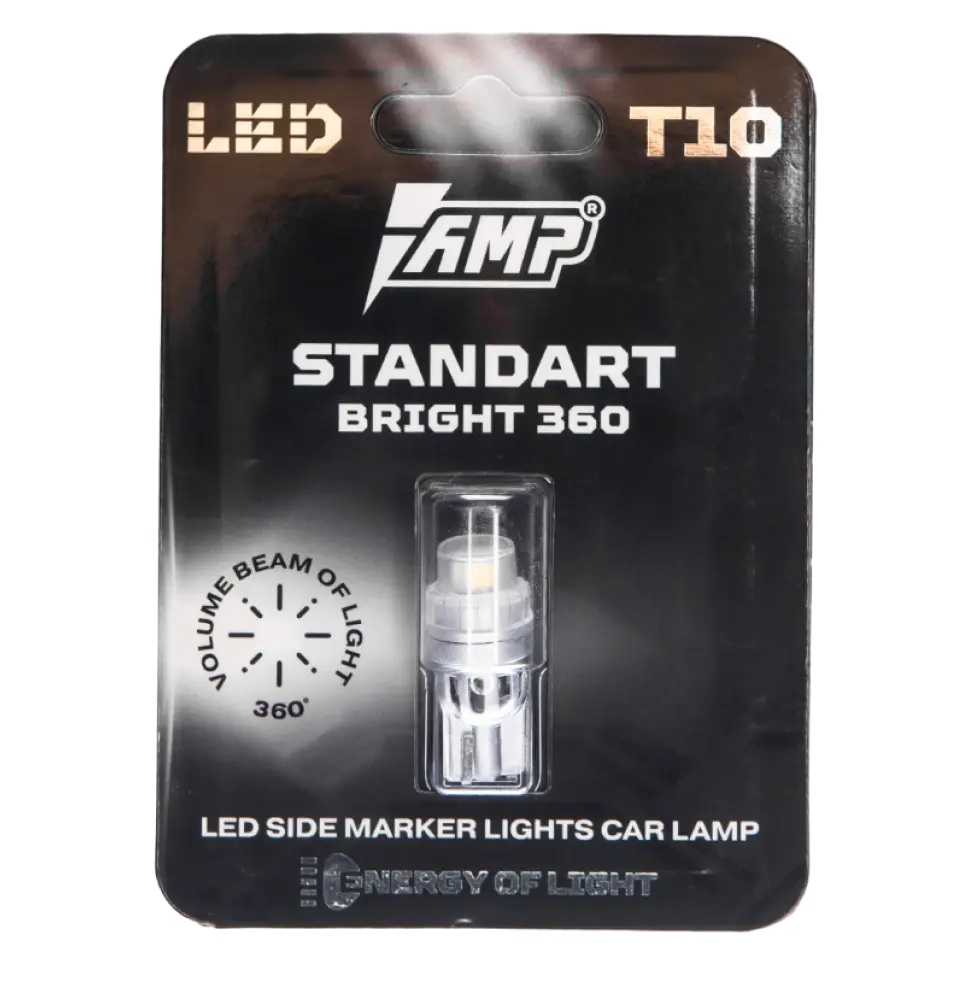 AMP | PRO 360 StandartBright | T10 W5W 12V Диодная лампа без цоколя  , 250Lm ,6000K, 1Вт  уп.2шт | превью 1