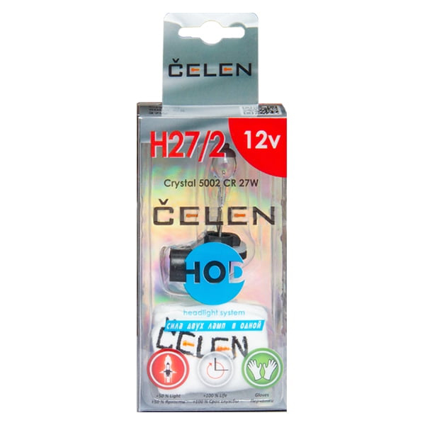 CELEN | H27/2 5002CR Halogen | Лампа HOD Crystal + 50% H27/2 12V 27W  прозрачная БЛИСТЕР | превью 1