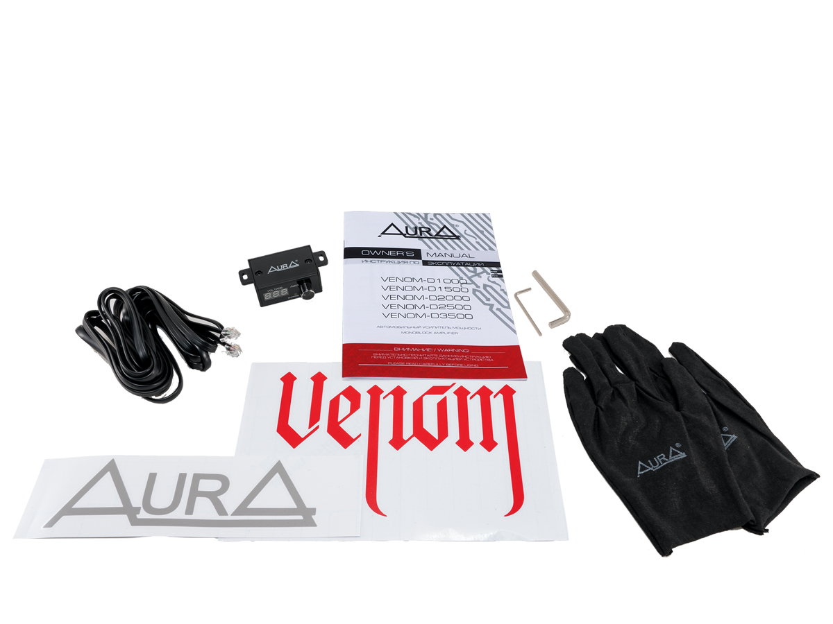AurA | VENOM-D2000 AE | 750w (4 Ohm), 1x1300w (2 Ohm), 1x2000w (1 Ohm), 20Hz - 250Hz, ДУ | 7