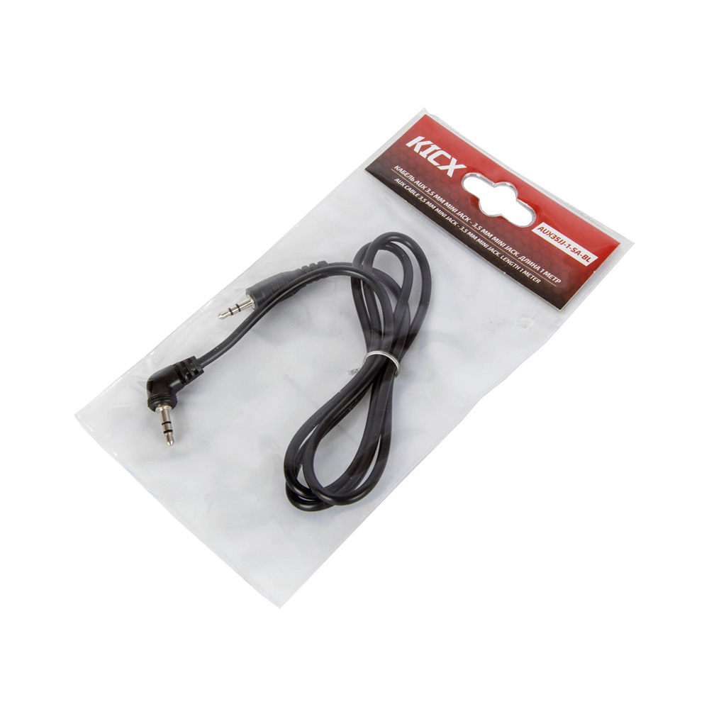 KICX | AUX35JJ-1-SA-BL | 3,5 – 3,5 мм (мини джек), прямой-угловой 1 метр | 2
