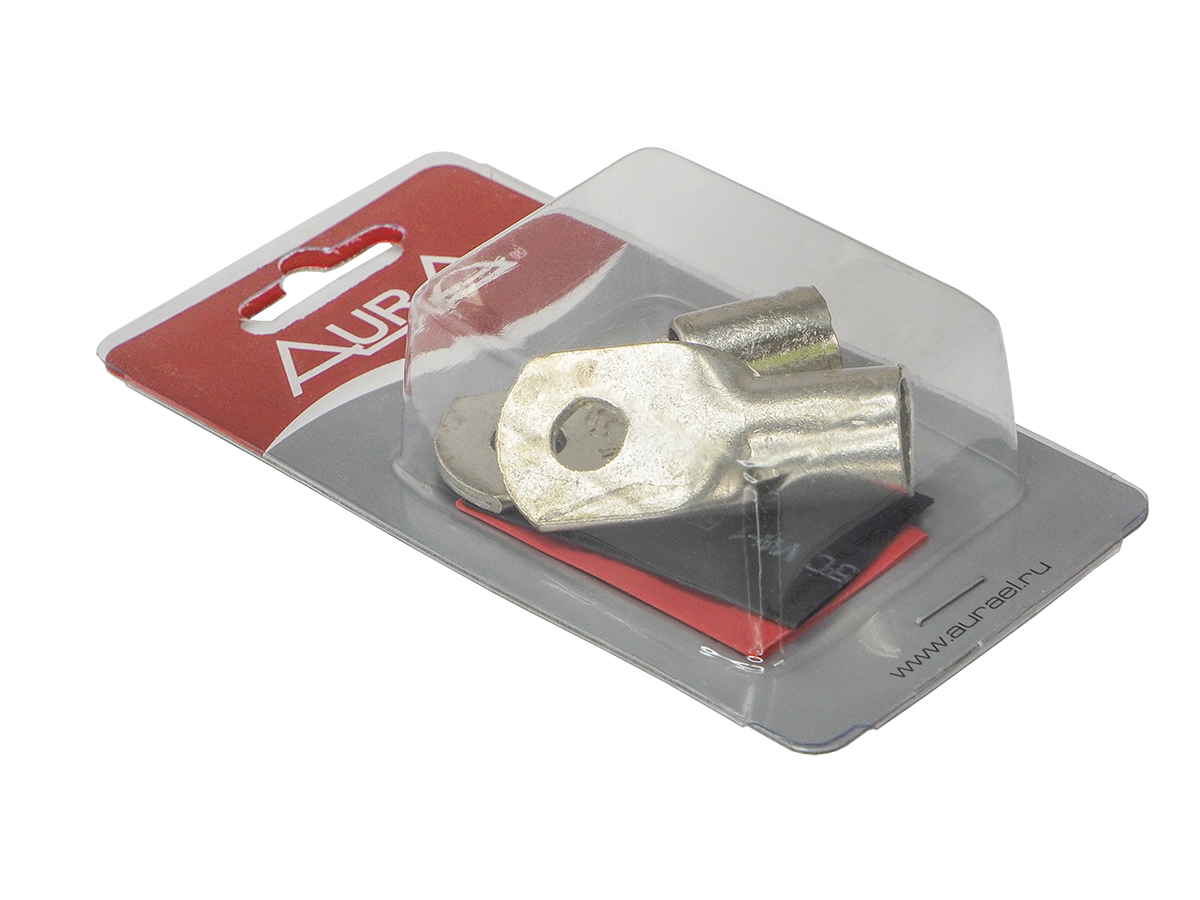 AurA | ACN-R858 | Клемма силовая, кольцевая, 10мм, 3/0Ga, 1 красная + 1 черная, термоусадка, Nickel| превью 2