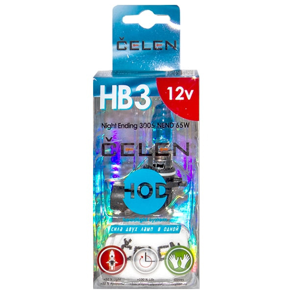 CELEN | HB3 3005NEND Halogen | Лампа HOD Night Ending + 50% HB3 12V 65W  СИНЯЯ БЛИСТЕР | превью 1