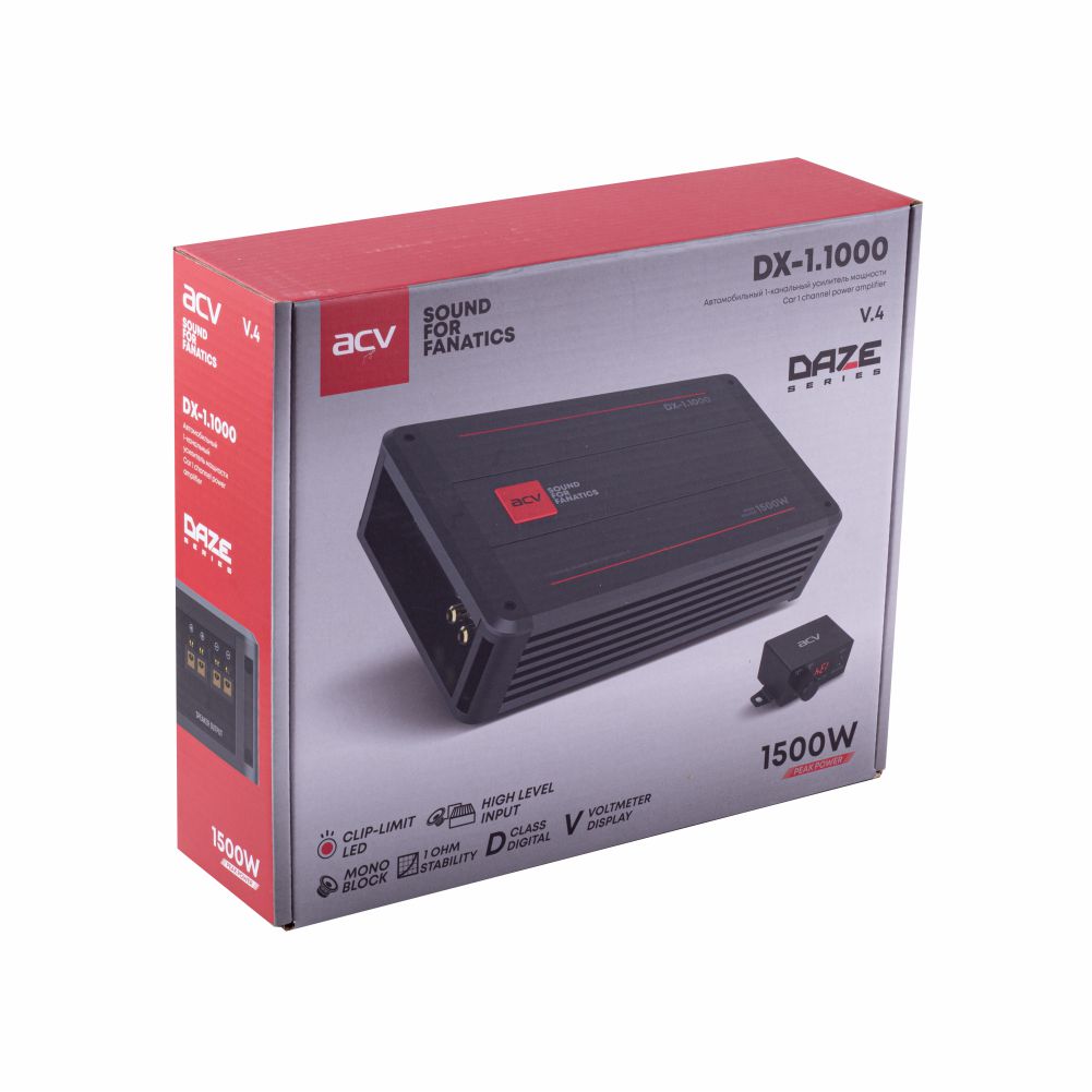 ACV | DX-1.1000 V4 | 1000вт/1канал 2-1ом/BassBoost/D-class | 8