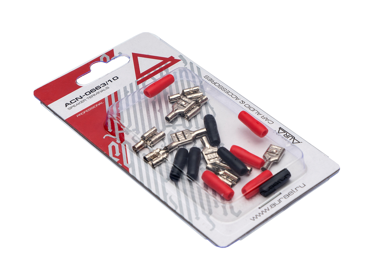 AurA | ACN-0663/10 | Клемма акустическая, лопатка 6.3мм, 5 красных + 5 черных, Nickel, блистер | превью 2