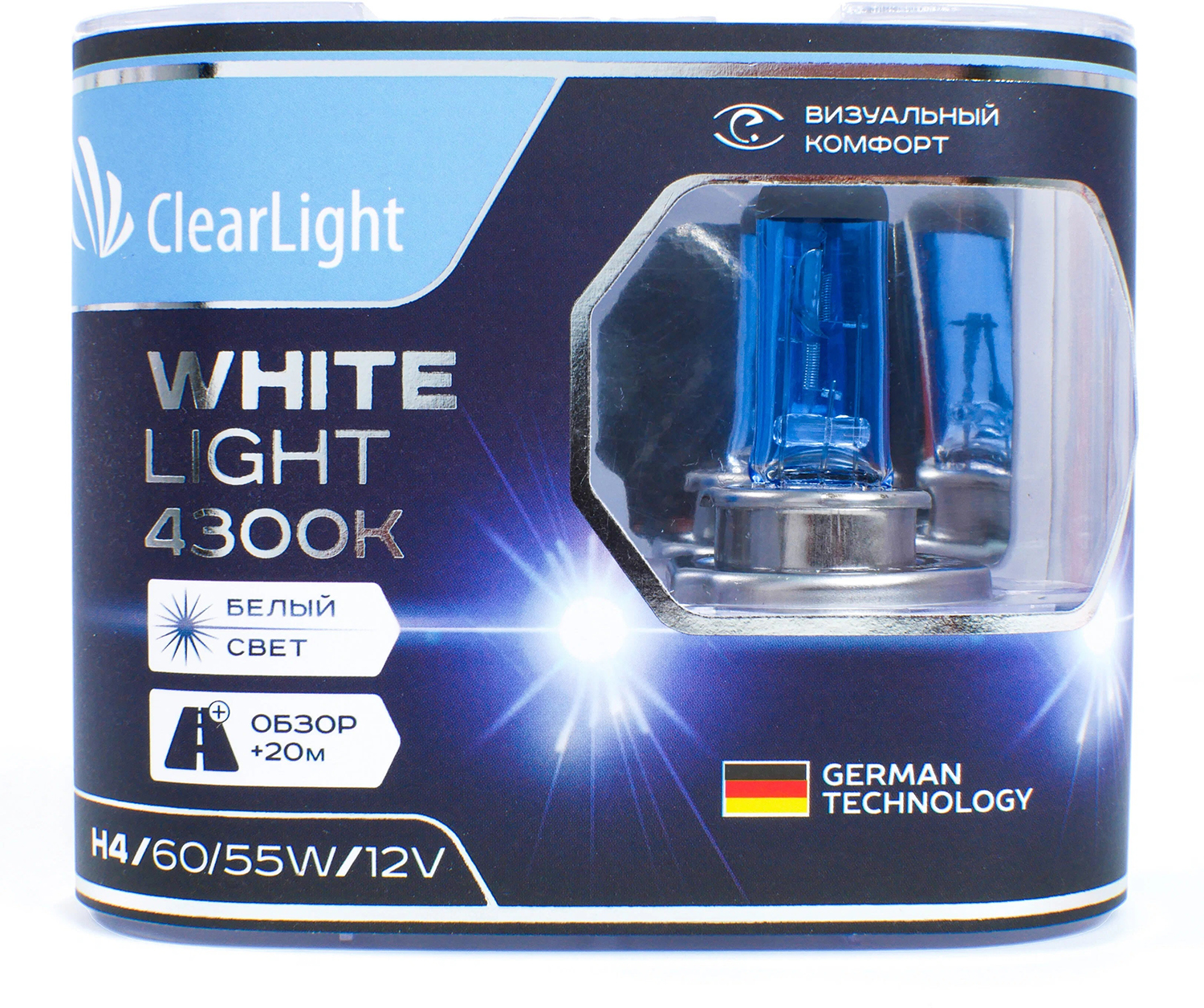 ClearLight | WhiteLight H4 | 12V-55W Блистер 2 штуки | 1