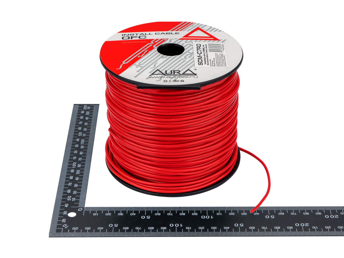 AurA | SCM-C7RD | Кабель монтажный, МЕДЬ, красный, 1x0.75мм, катушка 100м. | превью 2