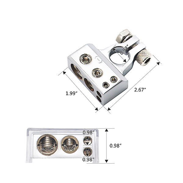 Recoil | RBT | Клеммы аккумуляторные/2x0/2/4 +2x4/8 Ga, в комплекте 2шт. | 3